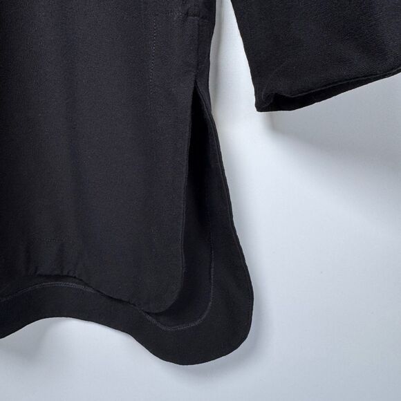 Eileen Fisher Womens Medium Black Tunic Blouse Curved Hem Minimalist Lagenlook - Picture 5 of 11